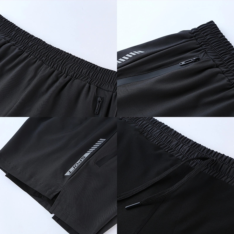 Pantalón corto atlético de doble capa Zipper Pocket Jogger Shorts Hombre de running Ropa de entrenamiento para gimnasio