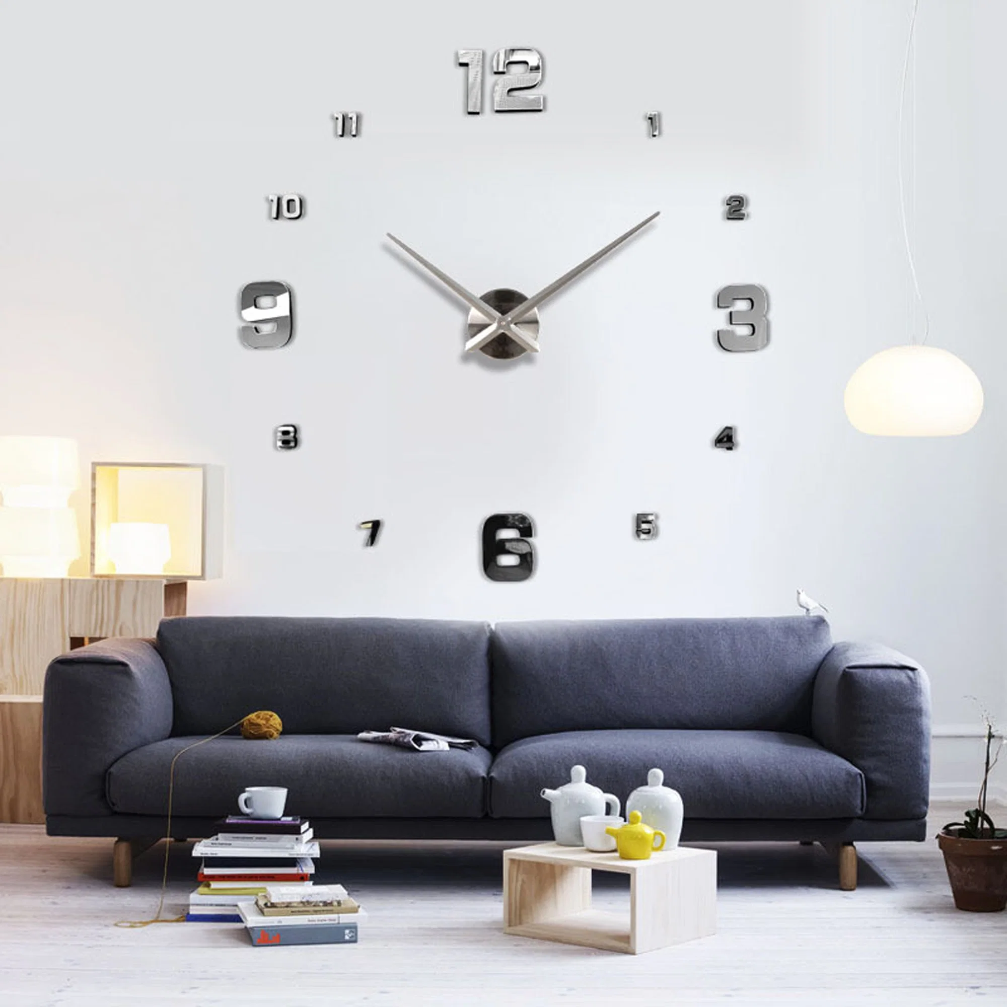 Decor Sticker Mirror Frameless Large Clock Kit Office Decoration 3D DIY Wall Clock