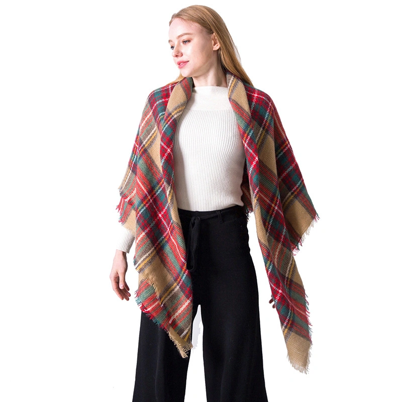 Fall Winter Fashion Scarf Classic Tassel Plaid Scarf Warm Soft Chunky Large Blanket Wrap Shawl Scarves