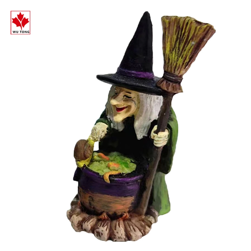 Hotsale Polyresin Crafts Halloween Witch Cooking