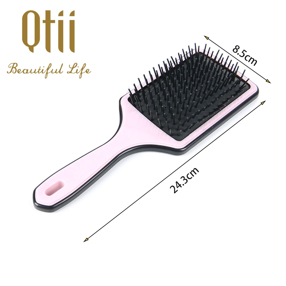 Paddle Shape Plastic Air Cushion with Nylon Bristle Hair Brush with Color Frame Handle
