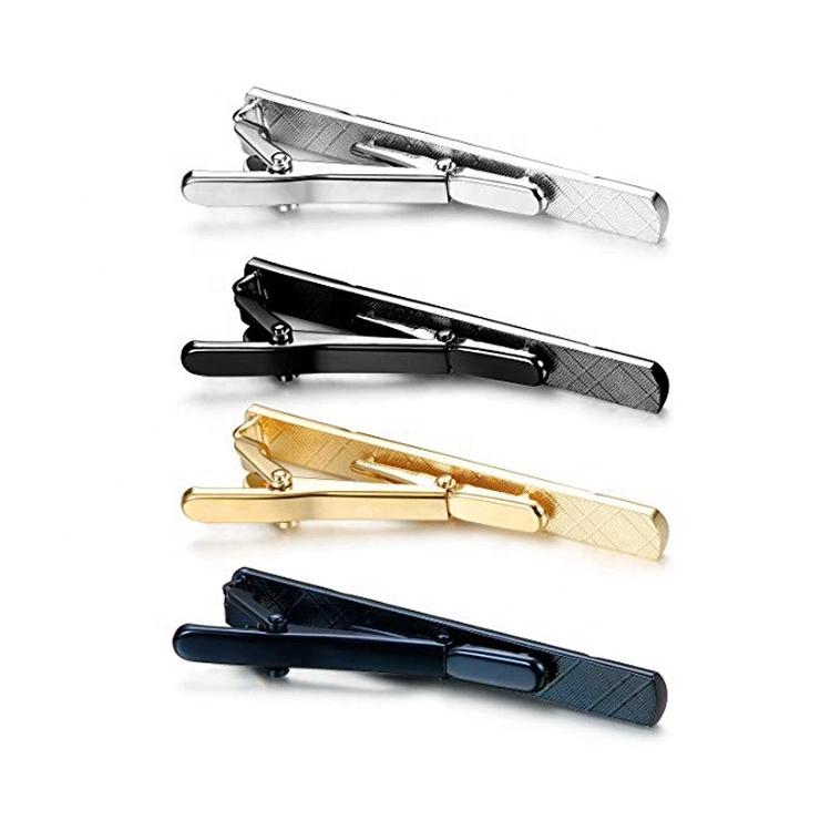 China Manufacture Custom Logo Fashion Office Men's Shirt Accessory Metal Gold Brass Airplane Bus Magnetic Blank Silver Zinc Alloy Tie Bar Clip Cuff Link Set Box