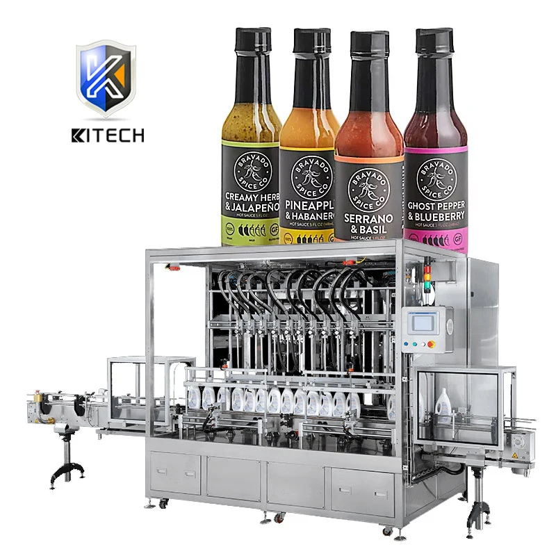 Automatic Pneumatic Pump Metering Grass Bottle Tomato Paste Chilli Sauce Filling Machine