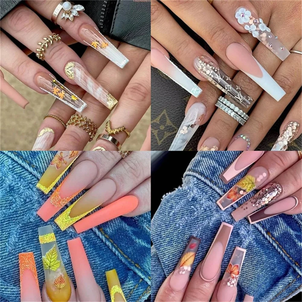 Nail Art Tips Cowboy Nails Max 240 Pieces Clear Natural Nail Tip French Flat Denim Nail Tips with Clear Plastic Box for Salon