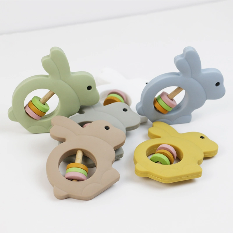 100% Silicone BPA Free Rabbit Baby Teether Toy