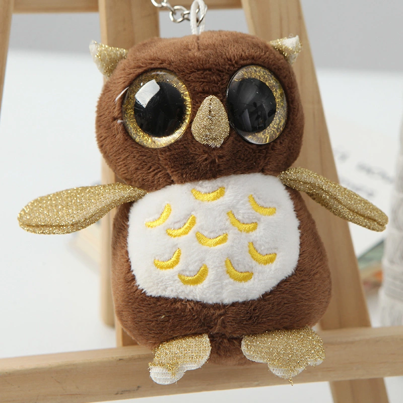 Owl Big Eyes Glitter Soft Plush Keychain Stuffed Animal Gift Children Toys