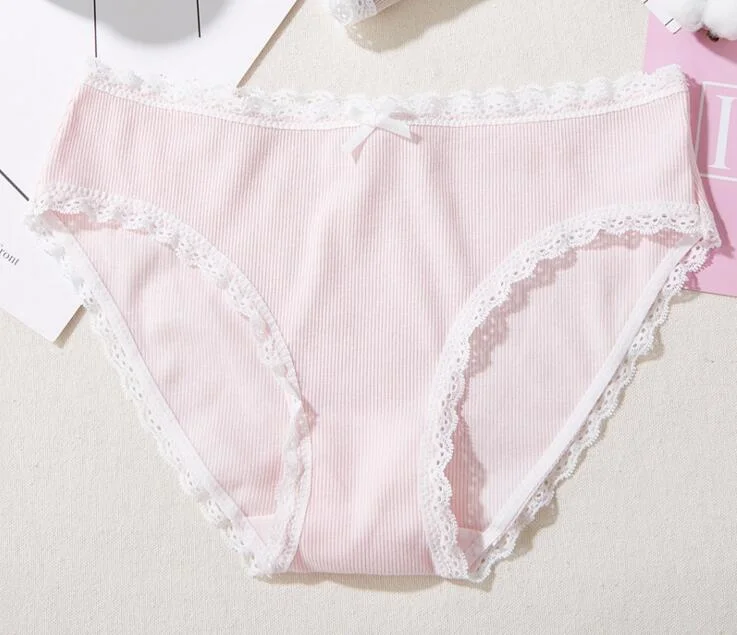 Women 100%Cotton Underwear Lace Panty for Ladies