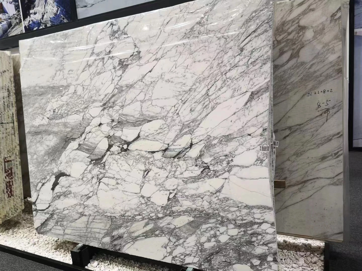 Muebles de Salón Blanco de piedra natural de mármol Arabescato Italia Café Mesa redonda