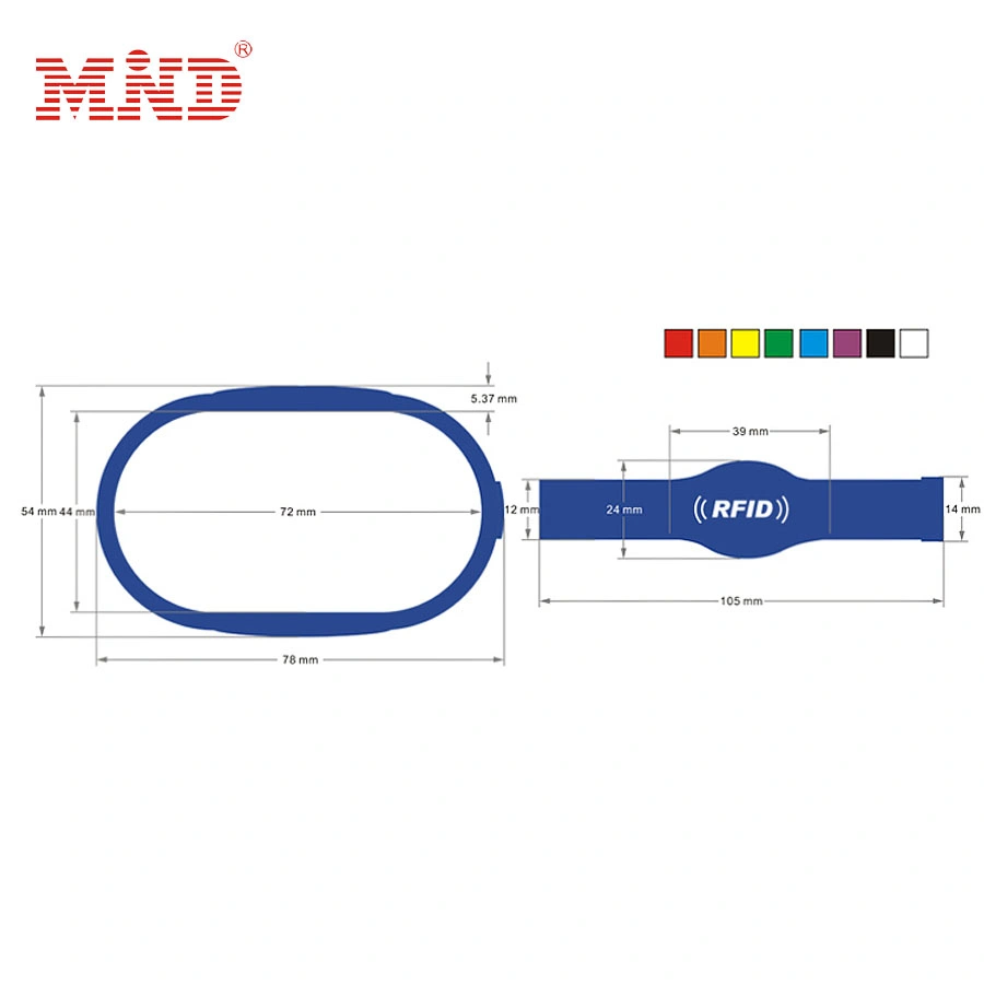 Gym Hotel Acsess Management RFID Smart Wristband Bracelet 13.56MHz Access Control