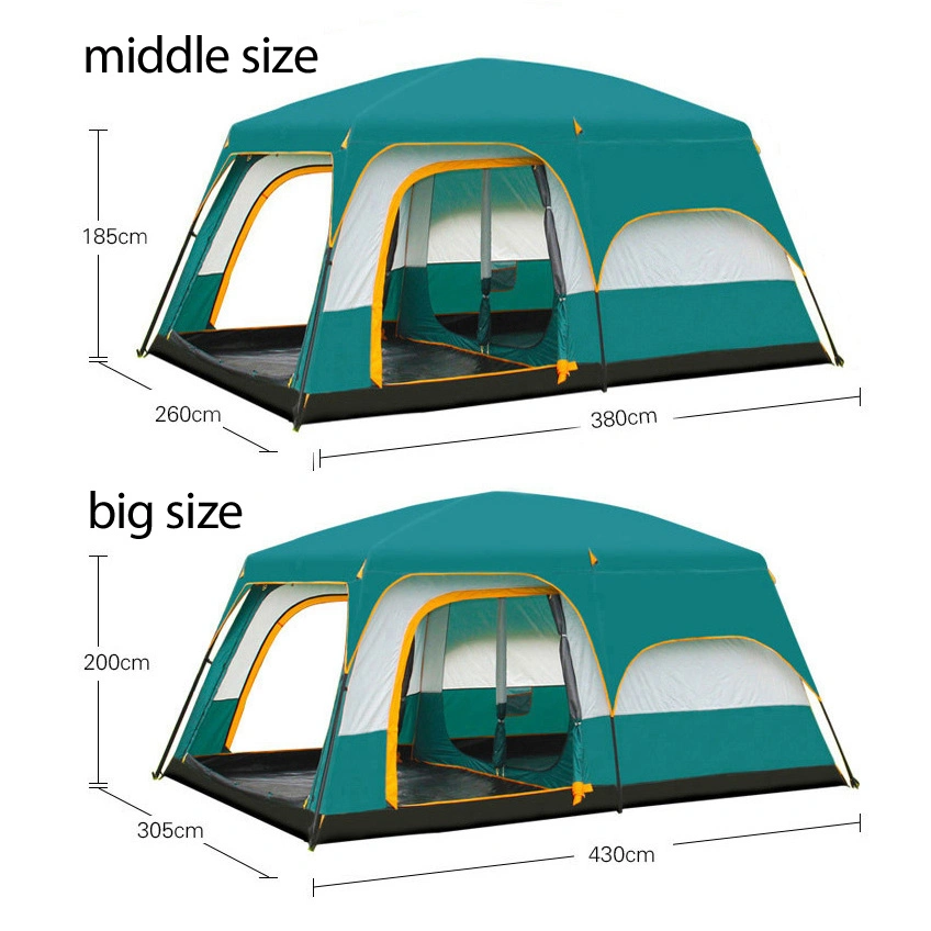 8-12 Personen Im Freien Großen Raum Familienfeier Veranstaltung Dome Zelt Wasserdichte Camping Doppelschicht 3 Zimmer Glamping Zelt