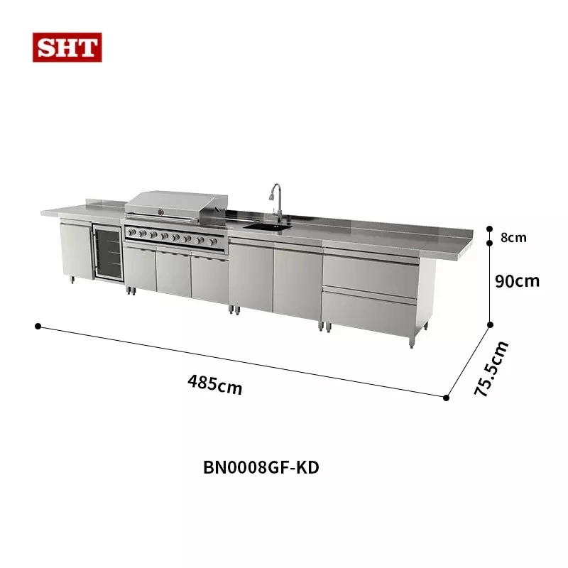 Nouveau design en acier inoxydable à gaz ménagers grill Cuisine extérieure Cabinet de l'île