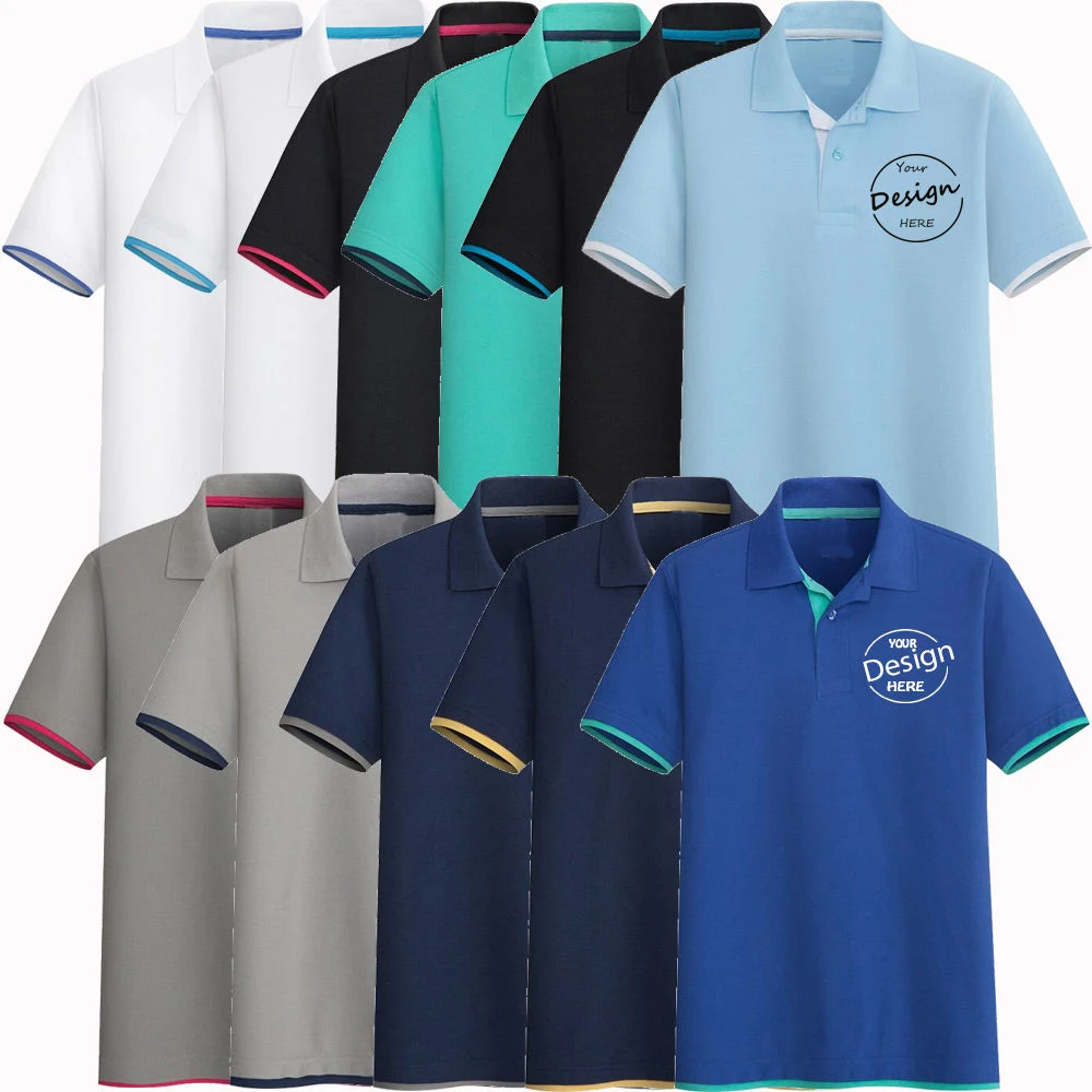 Llanura de impresión personalizada de los hombres de Polo de verano mayorista Tshirt de algodón de alta calidad de Piqué de manga corta camisas de Polo de Golf de los hombres
