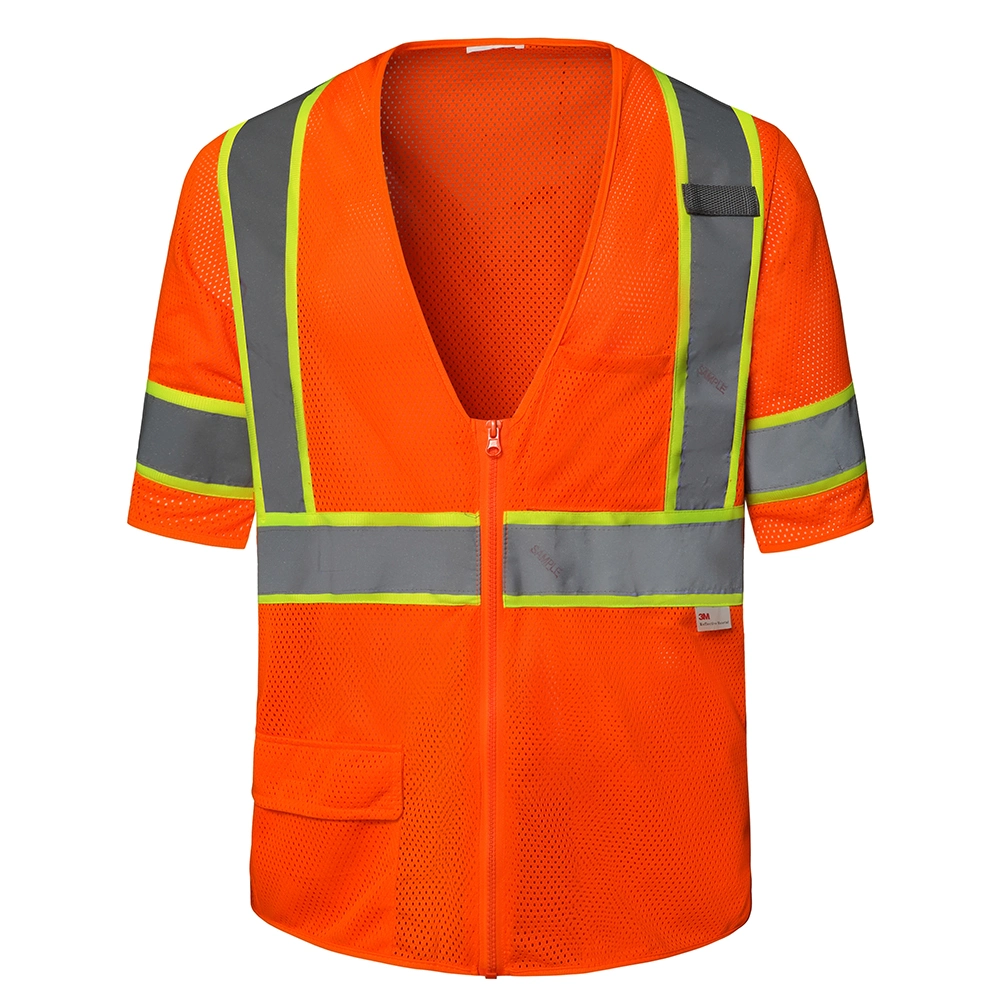 Factory Directly High Visibility ANSI Reflective Safety Clothing with Pockets and Zipper Wholesale Safety Work Vest T Shirt