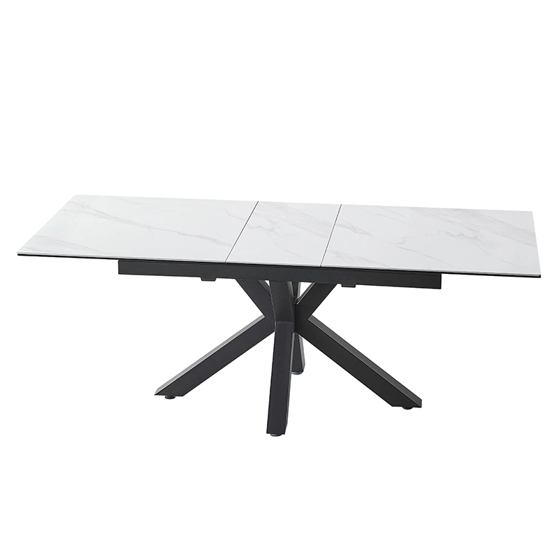 Best Selling of Dining Table Top with 12mm Rectangle Ceramic Black Base Metal Frame Table Legs