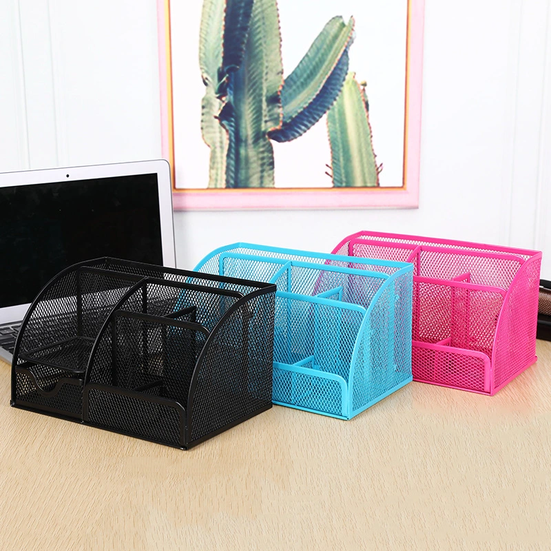 Multifunctional Mesh Metal Stationery Pen Holder Office Drawer Desk Organizer