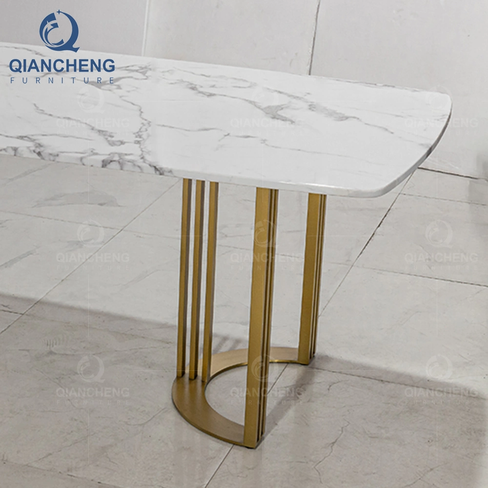 OEM Ss Home Furniture Gold Stainless Steel Dining Modern Marble Dining Table