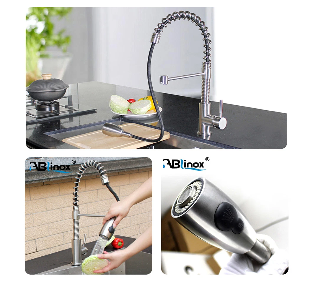 Ablinox 304 Stainless Steel Pull out Kitchen Sink Faucet Mixer