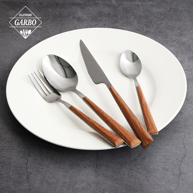 430 Stainless Steel Fork ABS Handle with White Marble Design Dinner Fork with Mirror Polished Cutlery