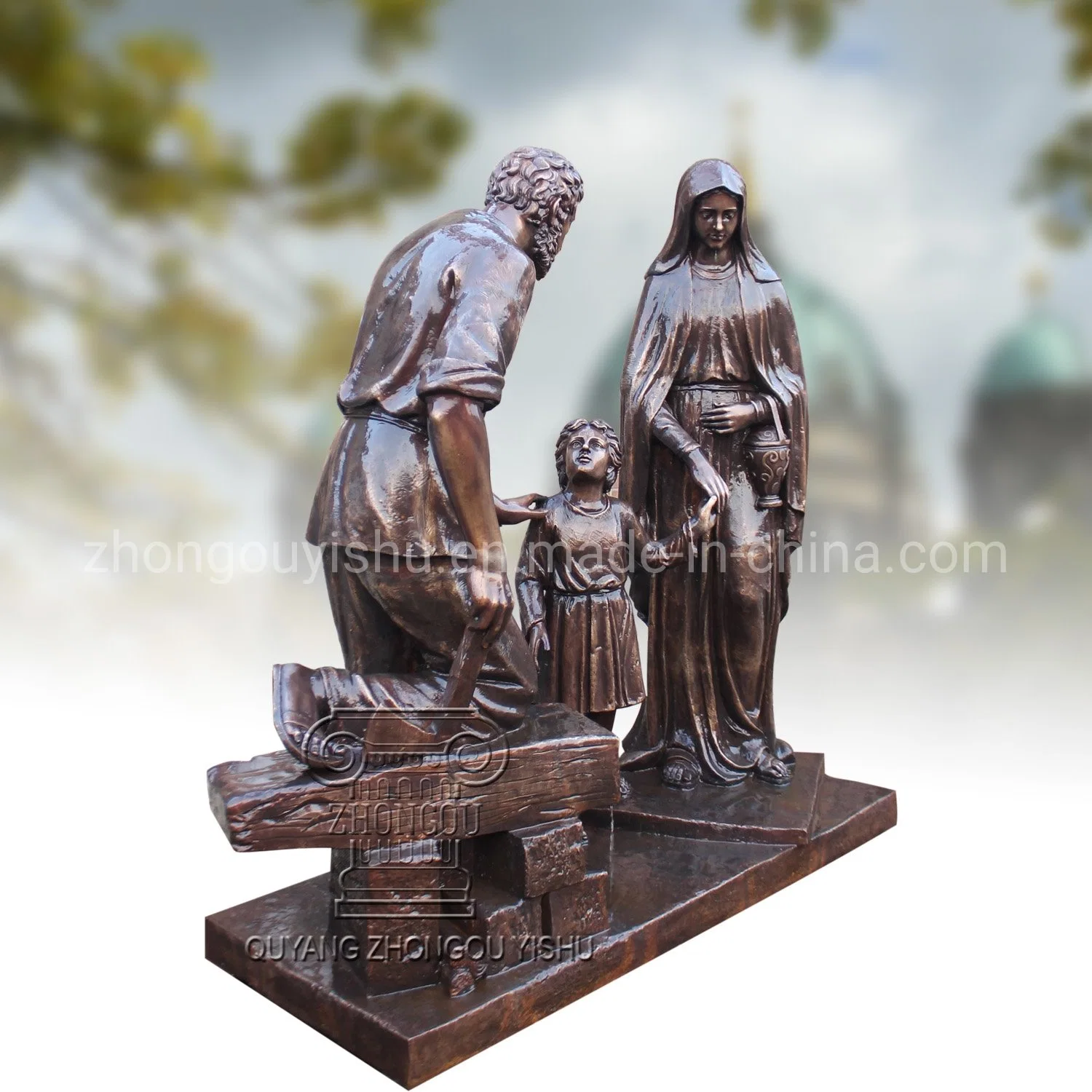 Garden Decoration Stone Marble Bronze Religious Sculpture Holy Family Statue