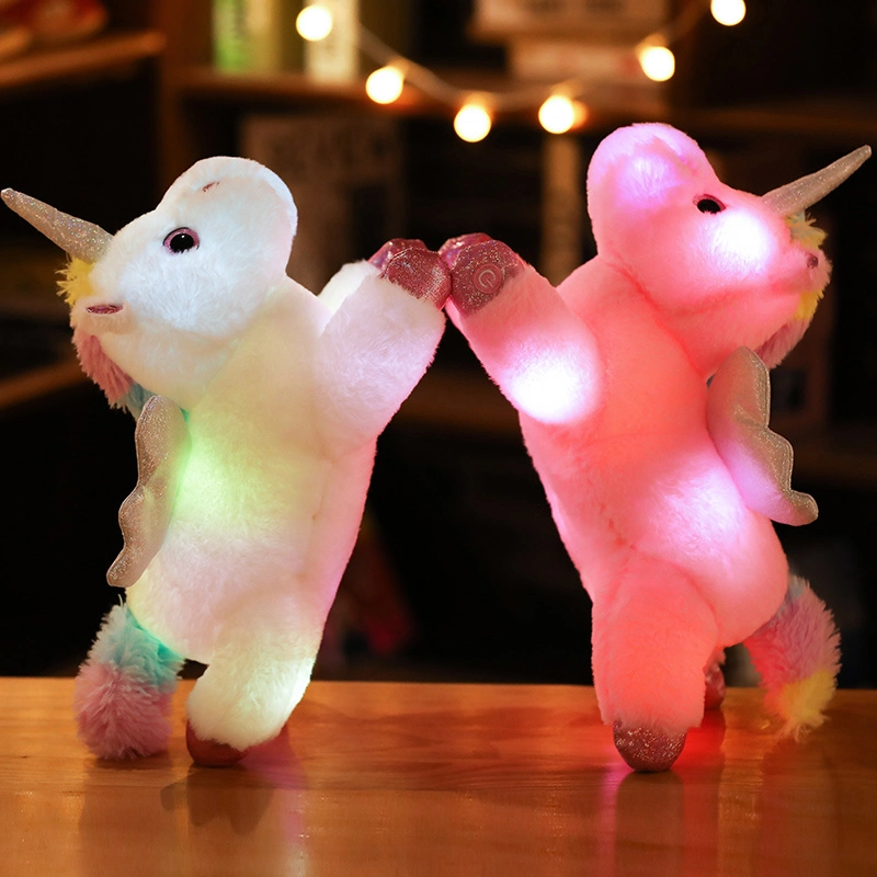 Luz LED macia para animais de peluche da Barbie em Unicorn Creativity Presente de Natal de aniversário dos brinquedos de bebé de boneco macio e brilhante