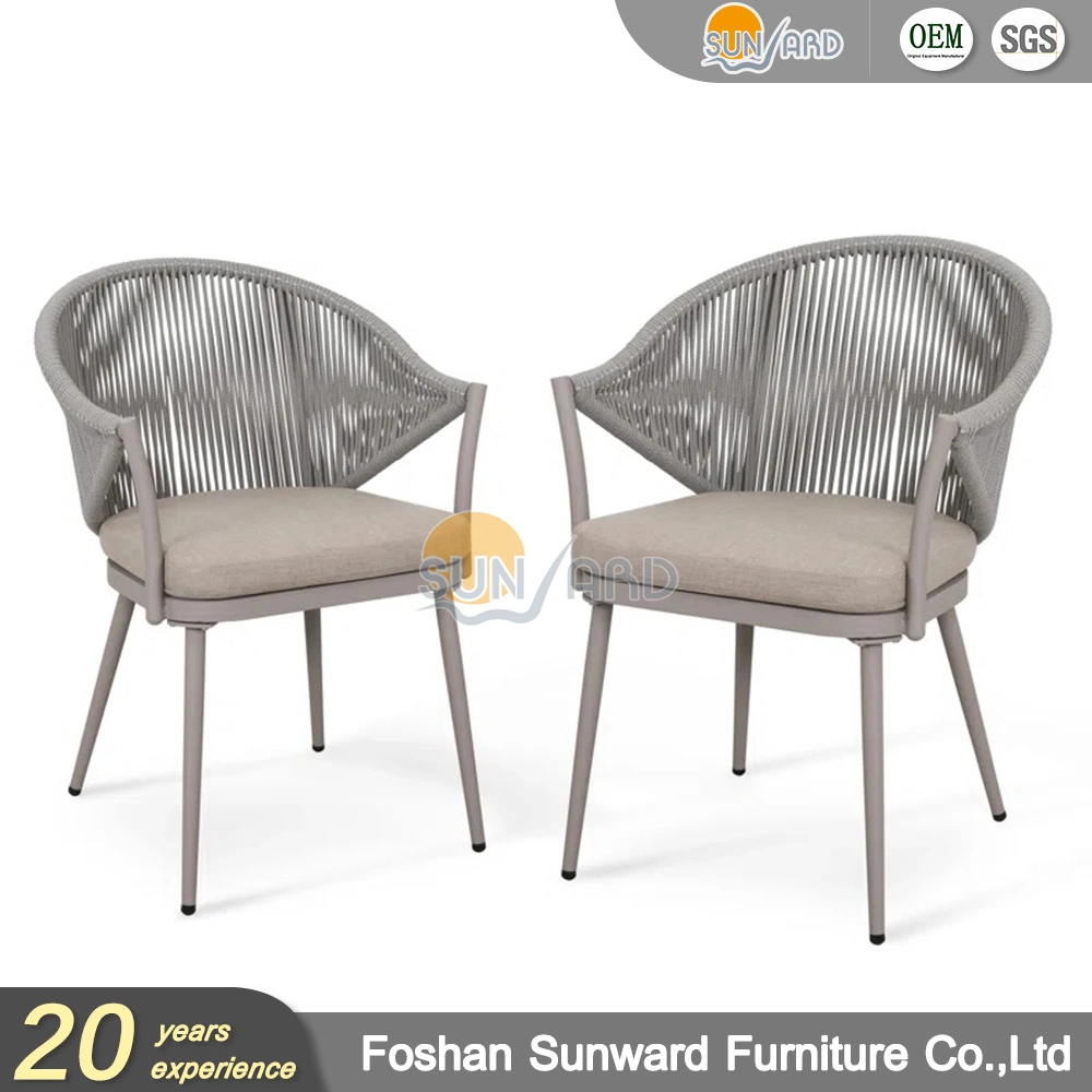 Modern Customized Hot Sale Garden Hotel Home Patio Leisure Aluminum Frame Rope Woven Outdoor Dining Chair