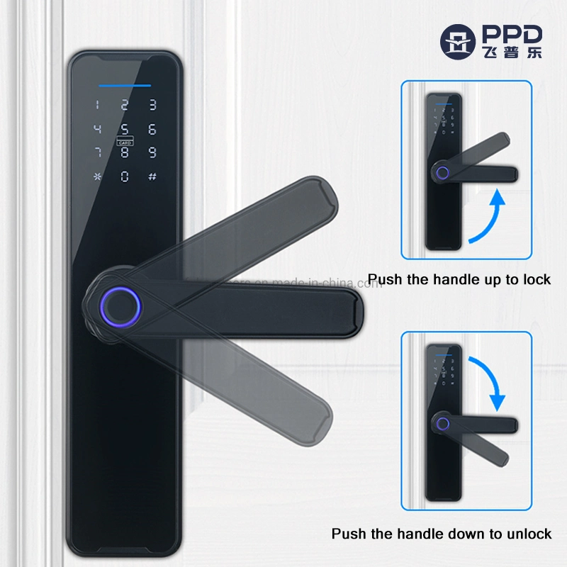 Hot Sale Tuya APP Remote Control Black Fingerprint Door Lock Password Unlocking Keyless Electronic Door Lock Biometric Smart Lock