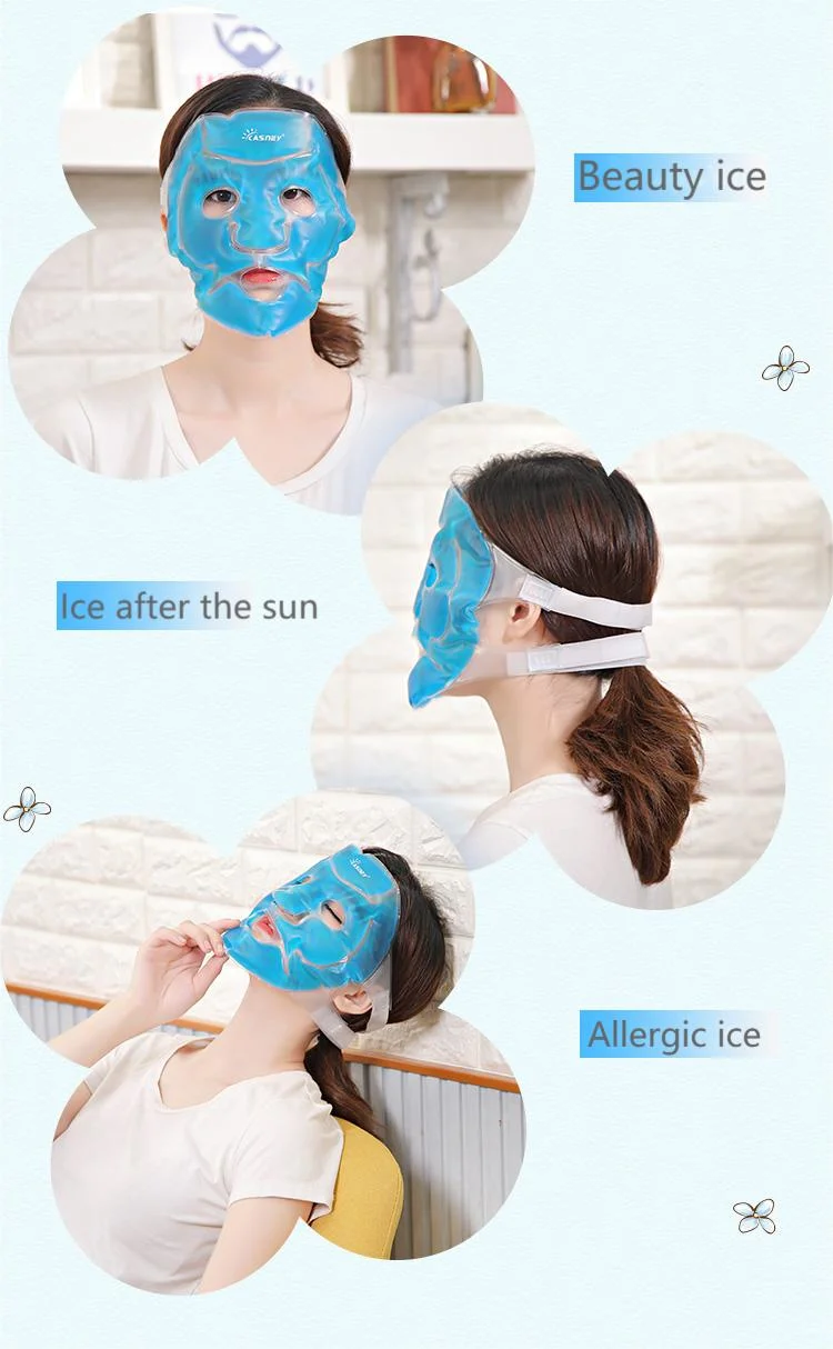 Freezer Plush Backing Sleeping Travel SPA Facial Bead Hot Cold Therapy Reusable Full Ice Face Gel Mask with Eye Holes