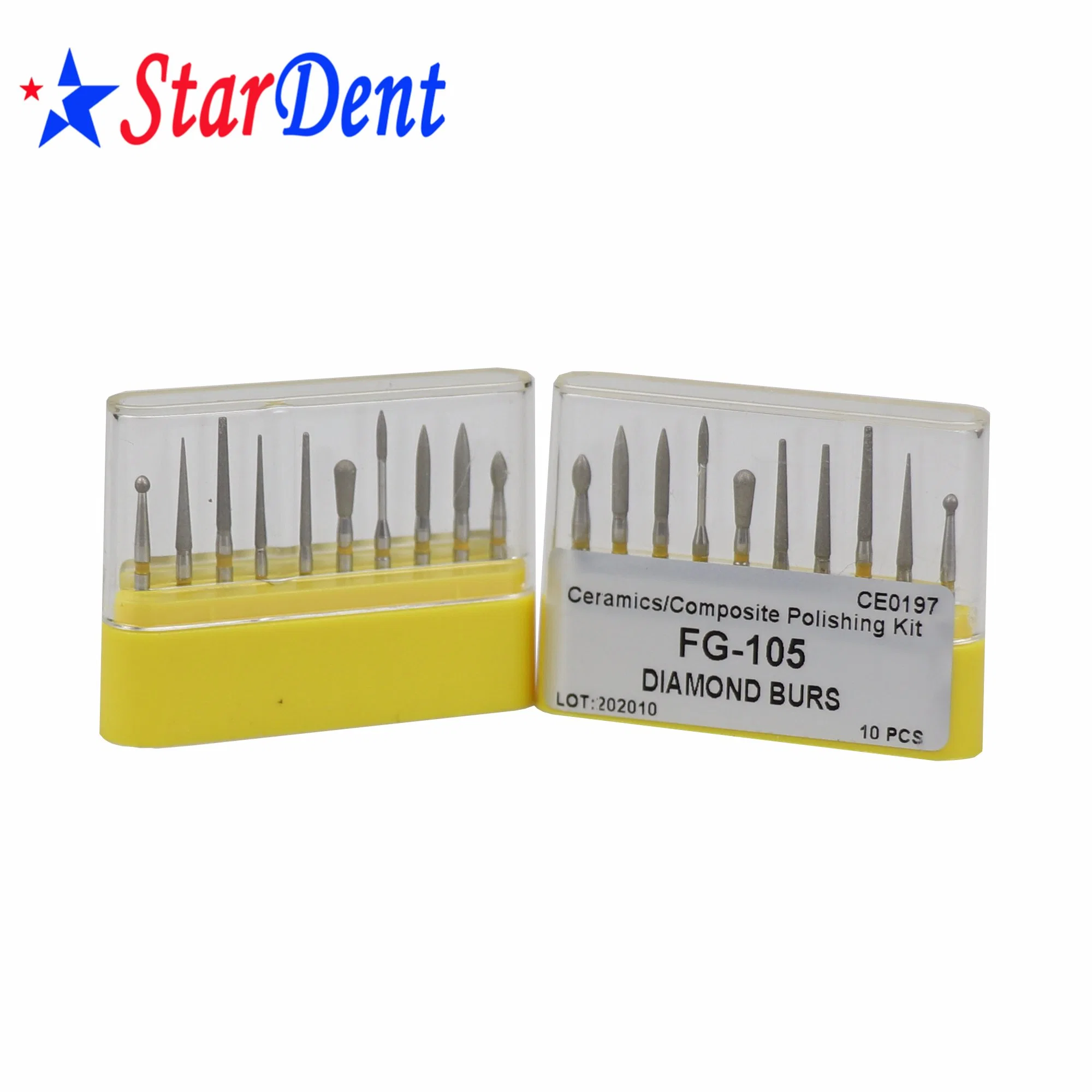 Dental Diamond Burs Kit Fg-105 Ceramic Polishing Kit Composite Polishing Kit for High Speed Handpiece Diamond Drill Kit