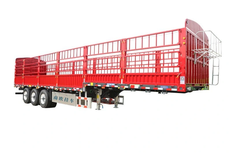 3 Axles 80 Tons Cattle Trailer Livestock Trailer Fence Semi Trailer