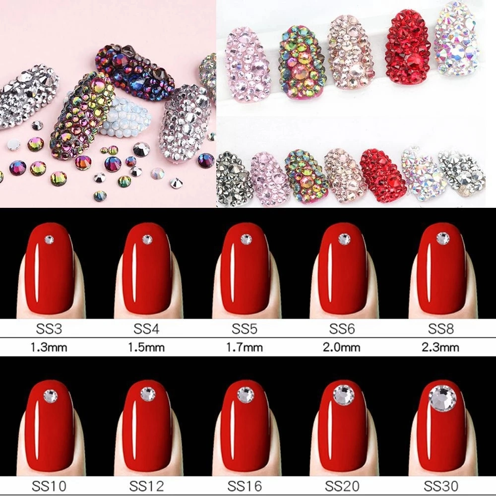 2028 SS3-SS30 Orange Ab Non Hot Fix Rhinstones brille Strass Strass en verre pour nail art décorations