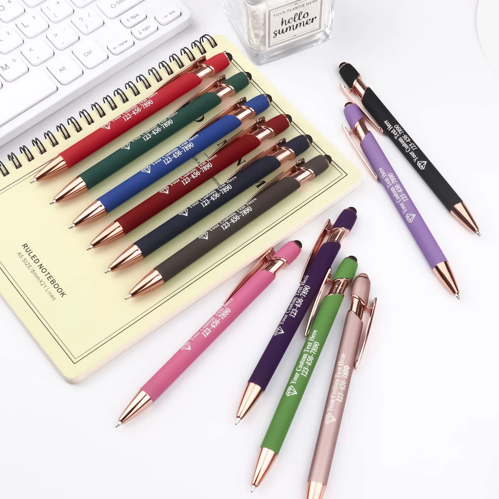 Bolígrafos personalizados con nombre o logotipo tinta negra Ballpoint personalizado Pluma con libre Grabado Regalo personalizado para mujeres hombres Oficina Negocios