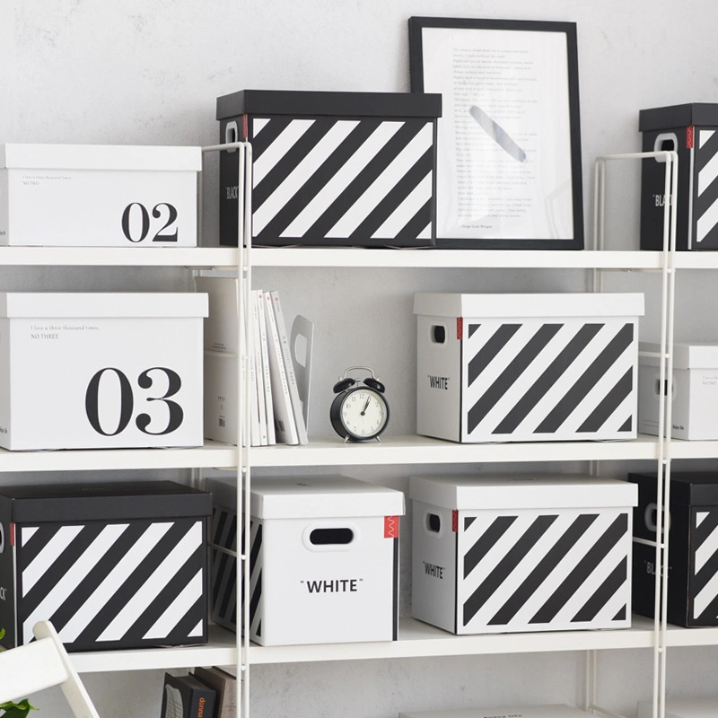 Creative Design Covered Paper Storage Boxes Simple Storage Organizer Stripe Carton Storage