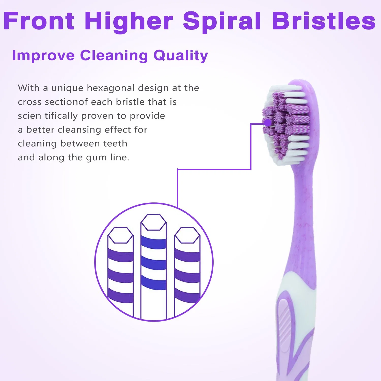 Free Sample Spiral Bristles Non-Slip Handle Adult Soft Toothbrush 2023