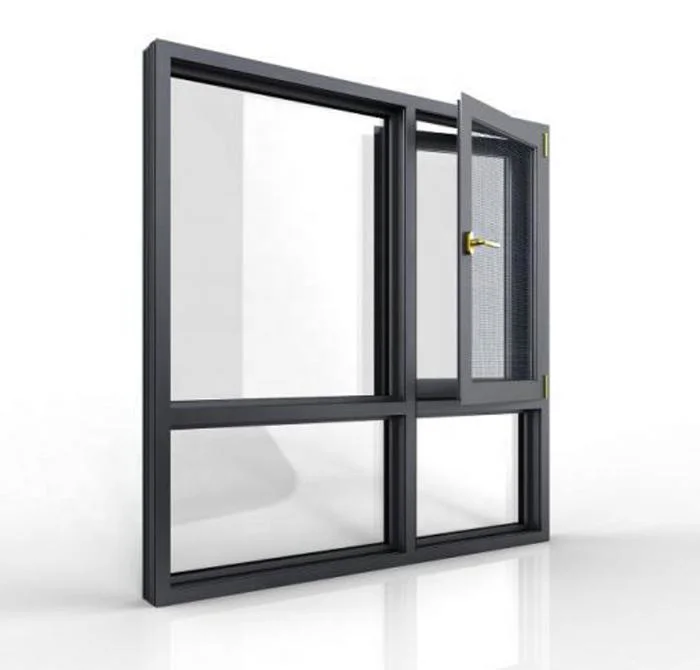 Customized Security Soundproof Windows Black Vertical Double Glazed Aluminum Casement Window