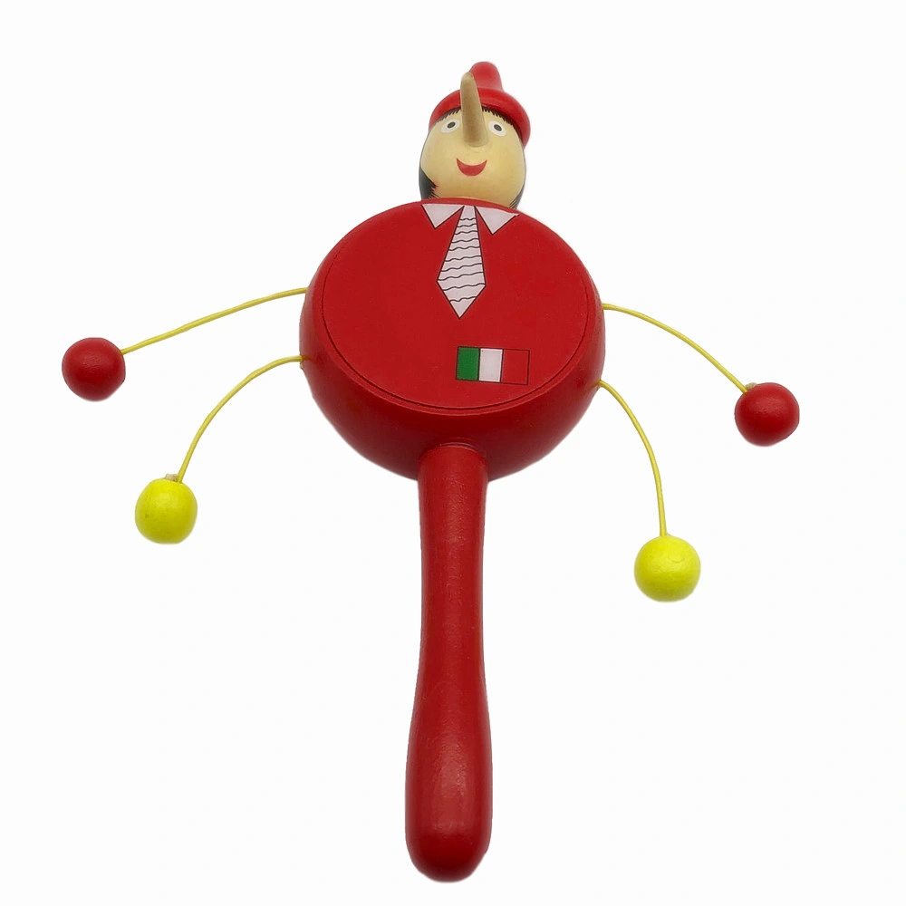 Pinocchio Design Wooden Kids Toys Chinese Rattle Drum