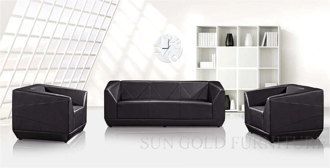 Hot Sell Modern Foshan Leather 1+1+3 Genenie Italian Leather Office Sofa Set