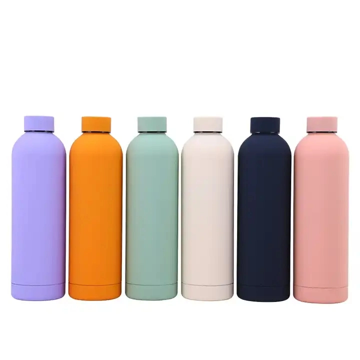 Double Wall Insulated Small Mouth Outdoor Car Cup Portable Rubber Paint Insulated Flask Sports Water Bottle