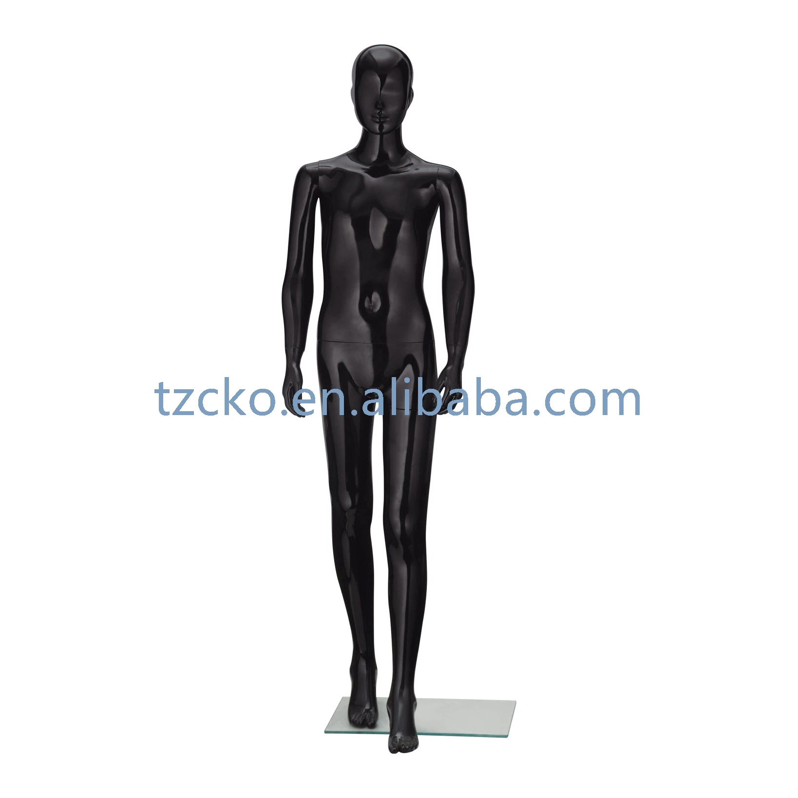 Affichage complet du corps de mannequin noir factice PP Adolescent tête de mannequin