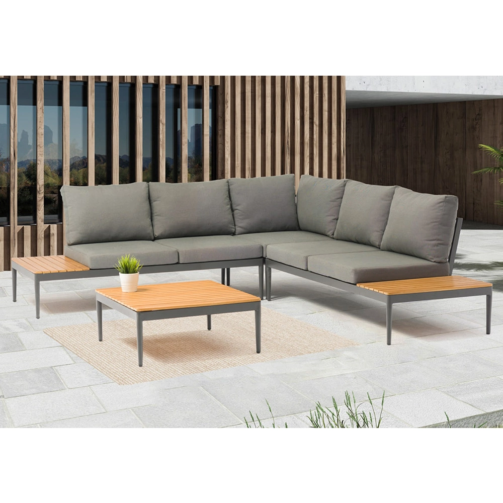 Mobiliário de exterior prontos para envio 6 PCS modernos Conjunto Jardim de alumínio com mobiliário de exterior