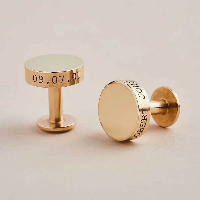 Customized Fashion Father&prime; S Day Promotion Gift Round Metal Expoy Lgo Men&prime; S Shirts Cuff Links Cuff Button