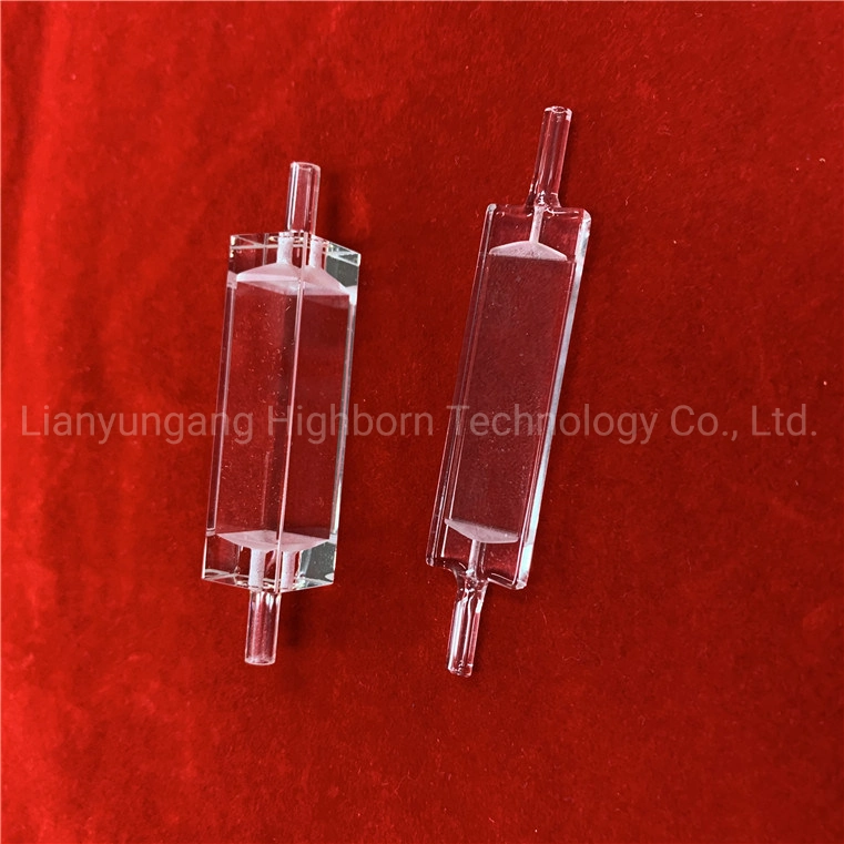 Transparent Optical Medical Circulation Pool Fluorescence Spectroscopy Cubic Quartz Flow Cell Glass Cuvette for Analyzer