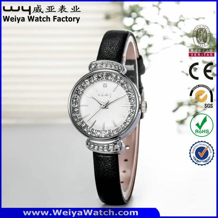 ODM Cuarzo correa de cuero de moda casual señoras reloj de pulsera (Wy-084B)