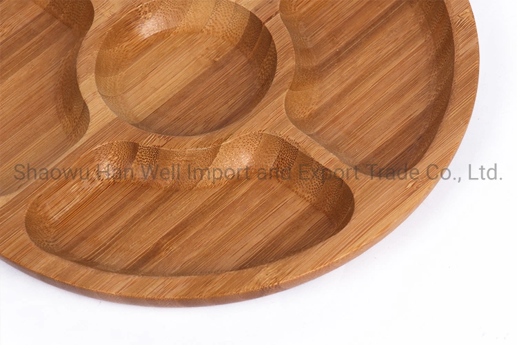 Round Shape Bamboo Wood Serving Tray for Hotel Coffee Bar