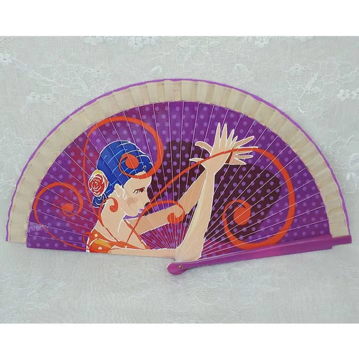 Spanish Festival Dance Performance Craft Gifts Folding Wood Hand Fan