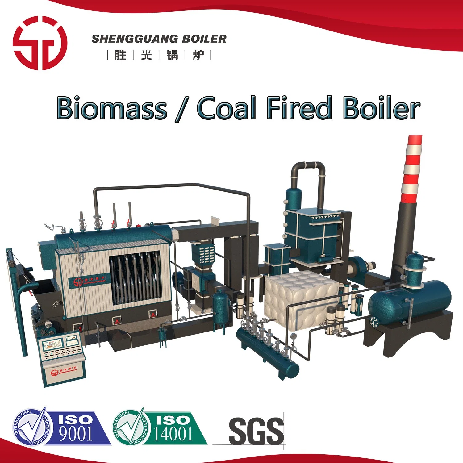 83% Thermal Efficiency Wood Coal Fired Fluidized Steam Boiler