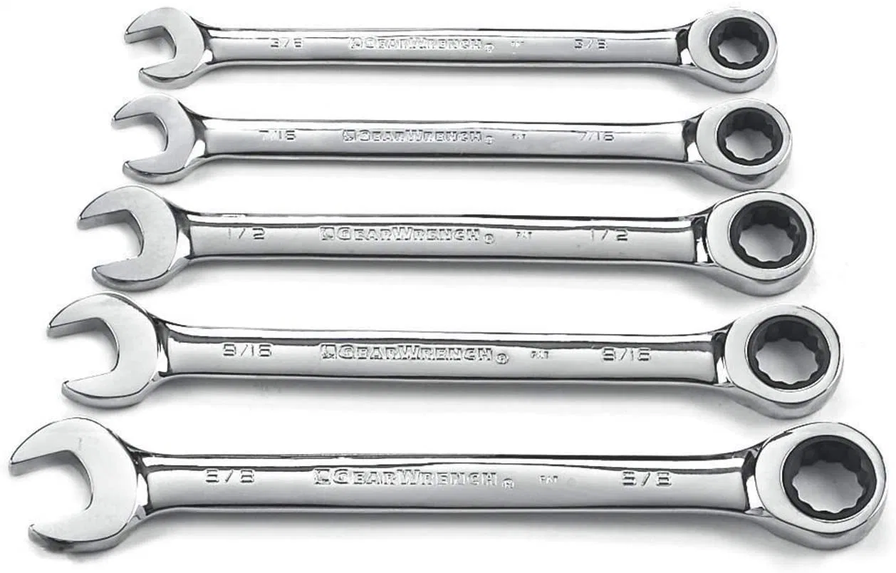 OEM Custom / Standard Gearwrench 5 PC. 12 PT. Ratcheting Combination Wrench Set