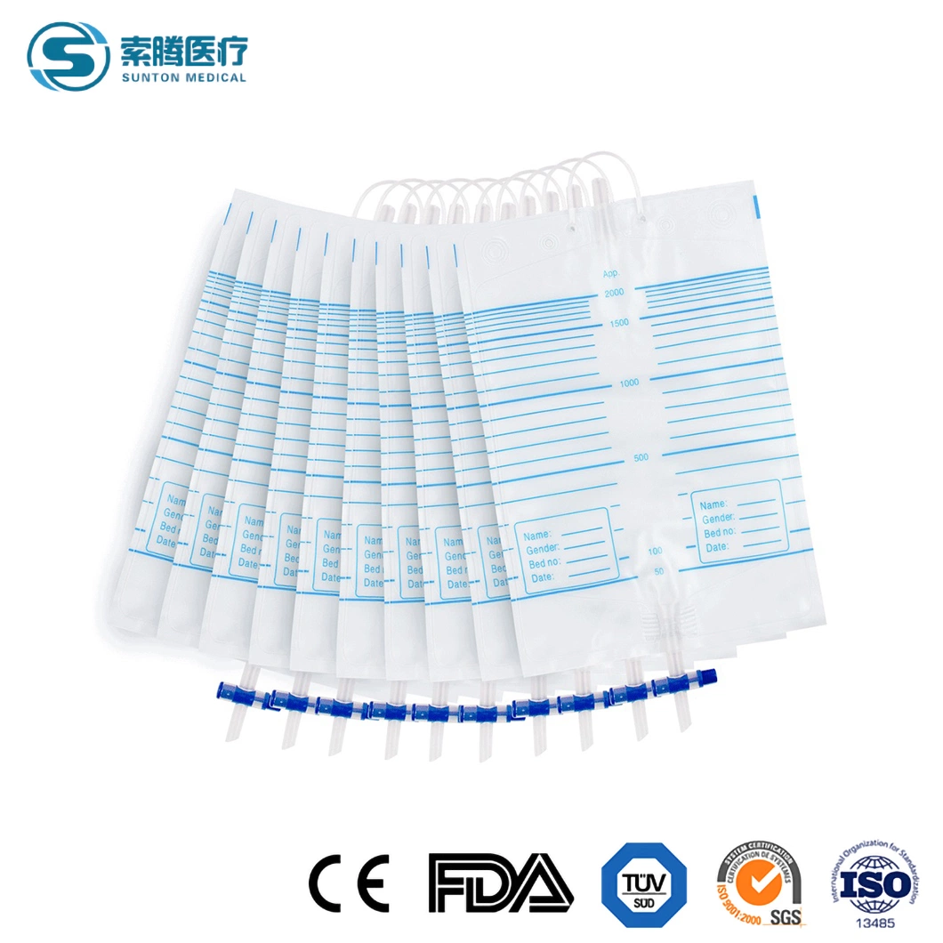 Disposable Adult 1000, 1500, 2000ml Urine Collection Drainage Bag, Medical Grade PVC Urinary Meter Collector Drainage Leg Bag Pull-Push/Cross/T Valve
