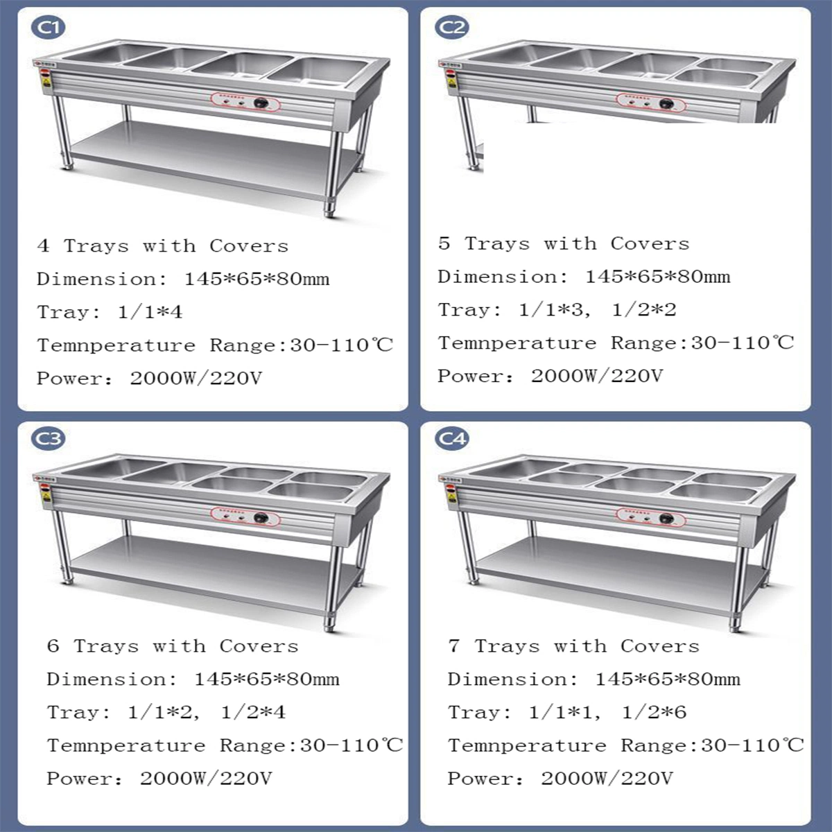 Bain Marie Buffet Equipment, Folding Stainless Steel Warming Food Warmer Food Display Warmer