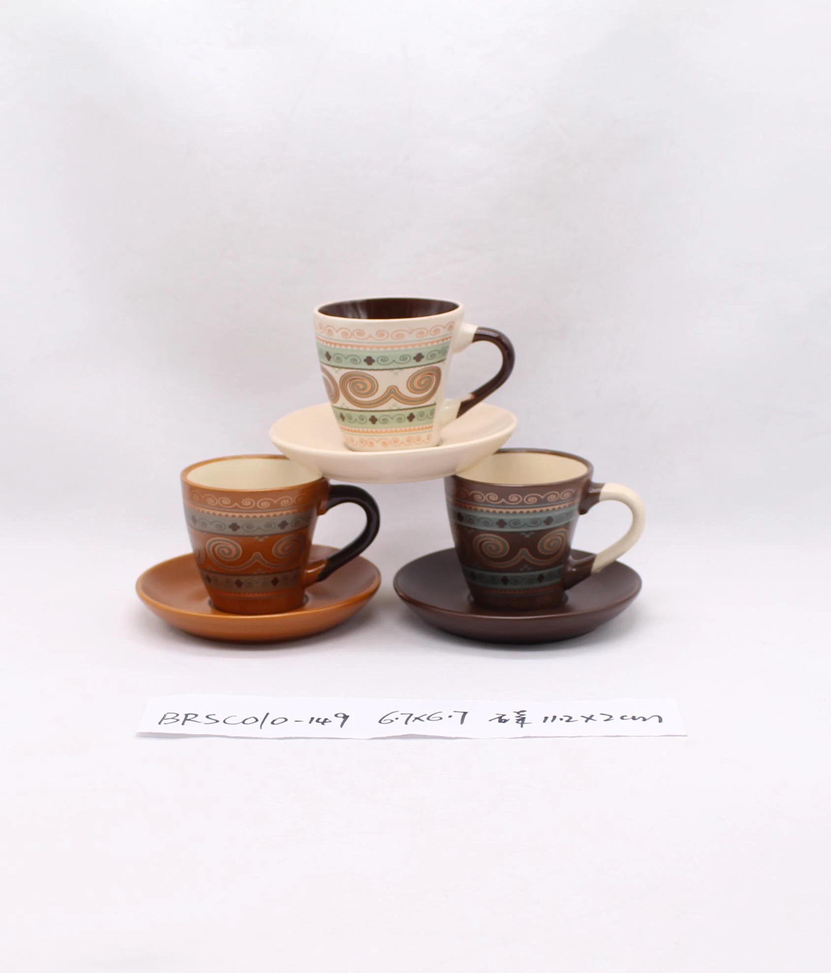 Café de vajilla de cerámica de diseño conjunto de platillo taza de café espresso con soporte de la copa de té Pack de 6