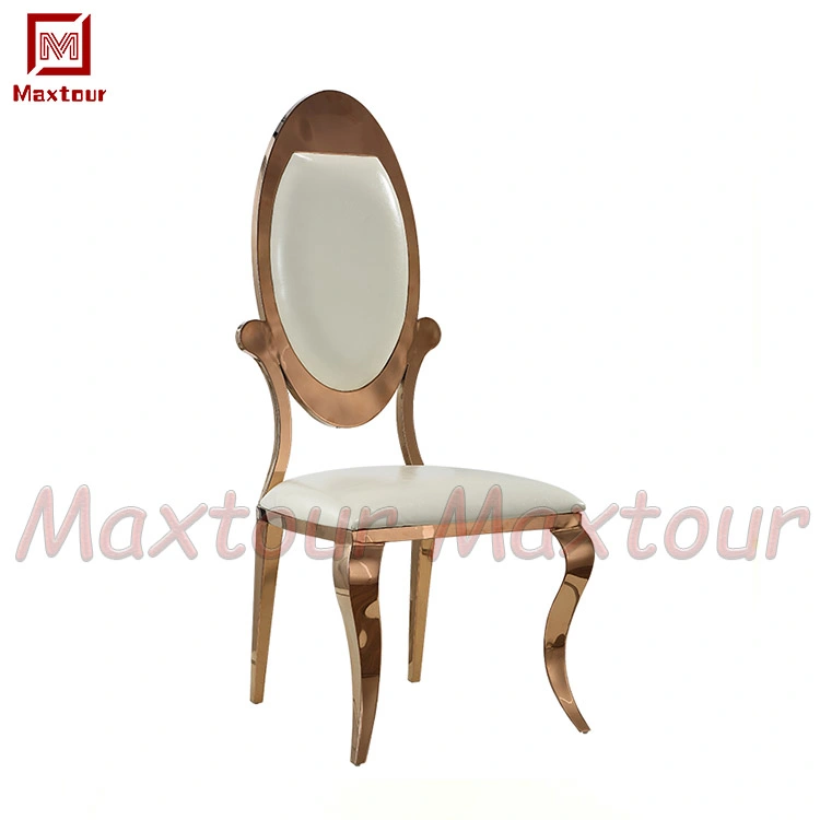 Factory Supply White and Rose Gold Events Stainless Steel Stackable Chair Gold Luxury Metal Events Banquet Wedding Chairs